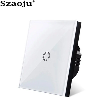 Szaoju Touch switch, EU standard, white crystal, glass panel,Wall switch, AC110-220v, 1 Set 1 Way wall light, wall touch screen