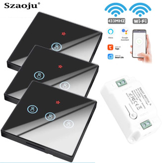 Szaoju Touch Switch Light Tuya WiFi Smart Life APP RF 433Mhz Wall DIY Relay Timer Module Google Home Alexa AC 110V -220V 10A