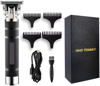 T Bald Head Tondeuse Professionele Heren Tondeuse Clipper Usb Oplaadbare Trimmer T-Outliner Kapper Scheren Machine zwart