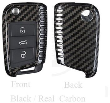 T-Carbon Carbon Fiber Autosleutel Cover Case Shell Voor Seat Leon Cupra St Styling Auto Accessoires FB koolstofvezel