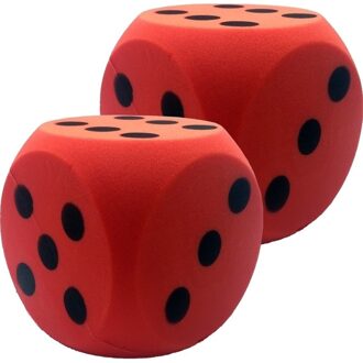 T&F Creations Grote dobbelsteen - 2x - rood - 16 x 16 cm - foam - groot formaat - dobbelspel dobbels