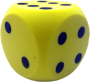 T&F Creations Grote dobbelsteen - geel - 16 x 16 cm - foam - groot formaat - dobbelspel dobbelsteen