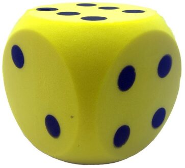 T&F Creations Grote dobbelsteen - geel - 16 x 16 cm - foam - groot formaat - dobbelspel dobbelsteen