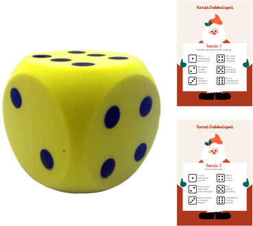 T&F Creations Kerstspel set - dobbelspel - incl foam dobbelsteen - geel