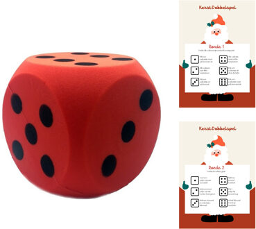 T&F Creations Kerstspel set - dobbelspel - incl foam dobbelsteen - rood