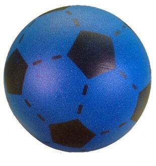 T&F Creations Softbal foam - 2x - voetbal print - blauw - zacht - 20 cm - speelgoed ballen