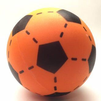 T&F Creations Softbal foam - 2x - voetbal print - oranje - zacht - 20 cm - speelgoed ballen