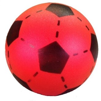 T&F Creations Softbal foam - 2x - voetbal print - rood - zacht - 20 cm - speelgoed ballen