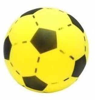 T&F Creations Softbal foam - 3x - voetbal print - geel - zacht - 20 cm - speelgoed ballen