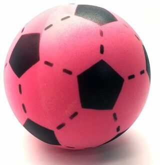 T&F Creations Softbal foam - 3x - voetbal print - roze - zacht - 20 cm - speelgoed ballen