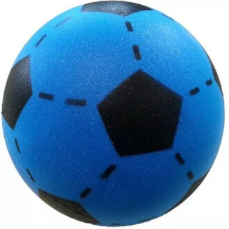 T&F Creations Softbal foam - voetbal print - blauw - zacht - 20 cm - speelgoed ballen