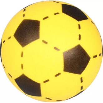 T&F Creations Softbal foam - voetbal print - geel - zacht - 20 cm - speelgoed ballen