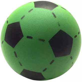 T&F Creations Softbal foam - voetbal print - groen - zacht - 20 cm - speelgoed ballen