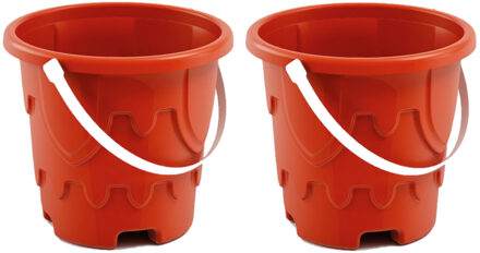 T&F Creations Zandkasteel Emmer - 2x - rood - 18 x 16 cm - strandemmer - zandvormpjes