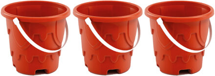 T&F Creations Zandkasteel Emmer - 3x - rood - 18 x 16 cm - strandemmer - zandvormpjes