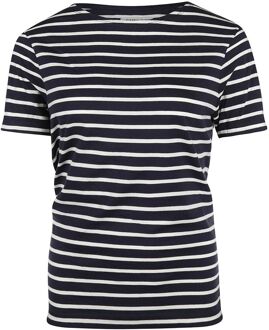T-shirt Dames Streep Navy Donkerblauw - XXL