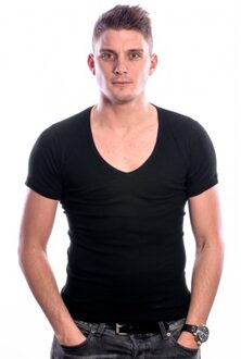 T-shirt Deep V-Neck - Black - XXL