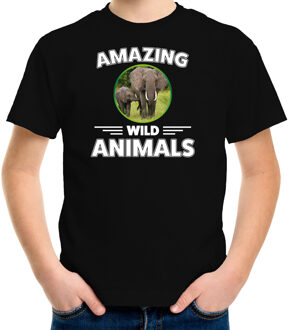 T-shirt elephants are serious cool zwart kinderen - olifanten/ olifant shirt M (134-140)