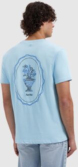 T-shirt Embroidered Vase Sky Blue  L Blauw