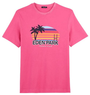 T-shirt Franse flair Eden Park , Pink , Heren - L