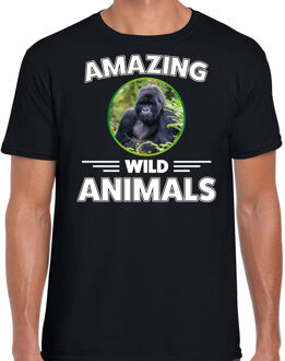 T-shirt gorilla apen amazing wild animals / dieren zwart voor heren 2XL