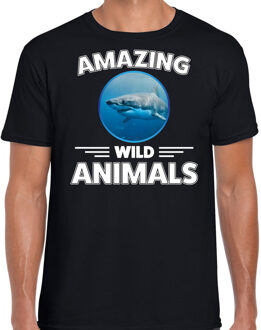 T-shirt haaien amazing wild animals / dieren zwart voor heren XL