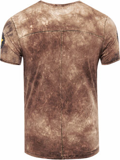 T-shirt in kleur met logo-print in de stijl van Tie Dye Batik Bruin - 2XL