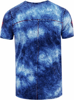T-shirt in kleur met logo-print in de stijl van Tie Dye Batik - maat L Blauw