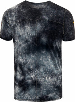 T-shirt in kleur met logo-print in de stijl van Tie Dye Batik - maat S Donkergrijs