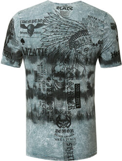 T-shirt in kleur met voorkant in tie-dye batik en bedrukking - maat 2XL Grijs