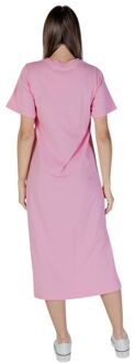T-shirt Jurk Midi Jurk Roze Casual Lichtroze - EU 40 / UK 12