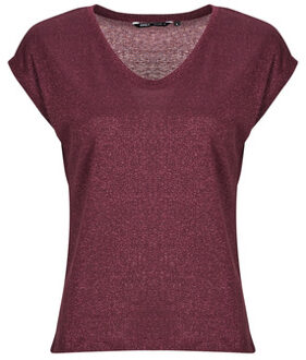 T-shirt Korte Mouw Only ONLSILVERY S/S V NECK LUREX TOP JRS" Bordeau - S, M, XS