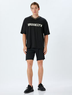 T-SHIRT KORTE MOUW V-kraag Korte mouw T-shirt Zwart