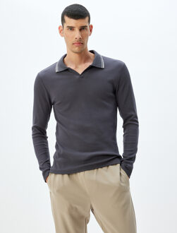 T-SHIRT LANGE MOUW Polo met V-kraag Lange mouw T-shirt Donkergrijs