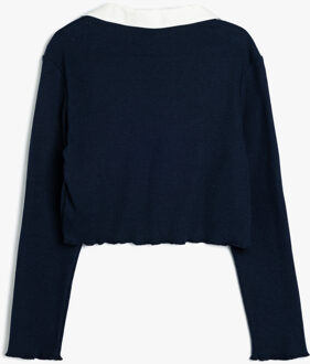 T-SHIRT LANGE MOUW Polokraag Lange mouw T-shirt Navy