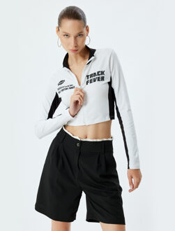 T-SHIRT LANGE MOUW Rechte kraag Korte mouw T-shirt Ecru