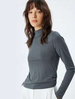 T-SHIRT LANGE MOUW Rechte kraag Lange mouw T-shirt Donkergrijs