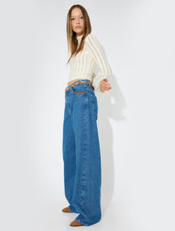 T-SHIRT LANGE MOUW Rechte kraag Lange mouw T-shirt Ecru