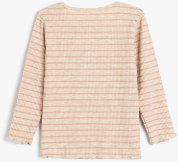 T-SHIRT LANGE MOUW Ronde kraag Lange mouw T-shirt Beige