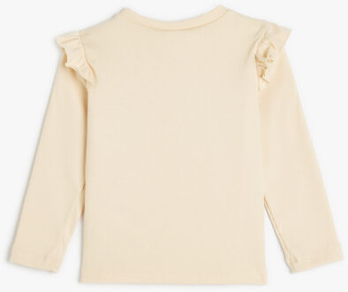 T-SHIRT LANGE MOUW Ronde kraag Lange mouw T-shirt Beige