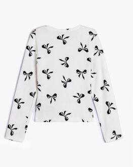 T-SHIRT LANGE MOUW Ronde kraag Lange mouw T-shirt Ecru