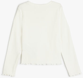 T-SHIRT LANGE MOUW Ronde kraag Lange mouw T-shirt Ecru