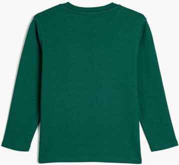 T-SHIRT LANGE MOUW Ronde kraag Lange mouw T-shirt Groen