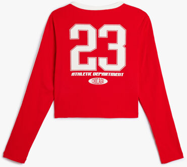 T-SHIRT LANGE MOUW Ronde kraag Lange mouw T-shirt Rood