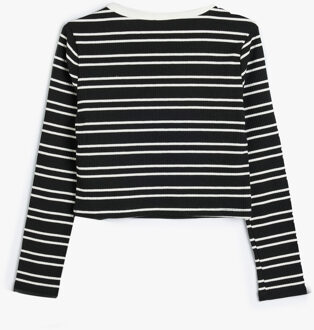 T-SHIRT LANGE MOUW Ronde kraag Lange mouw T-shirt Wit/Zwart