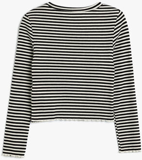 T-SHIRT LANGE MOUW Ronde kraag Lange mouw T-shirt Wit/Zwart