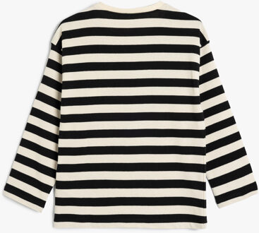 T-SHIRT LANGE MOUW Ronde kraag Lange mouw T-shirt Wit/Zwart