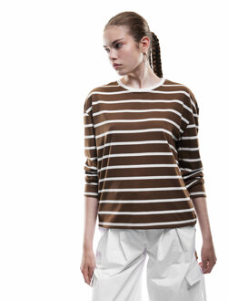 T-SHIRT LS Lang t-shirt met ronde hals en lange mouwen Bruin