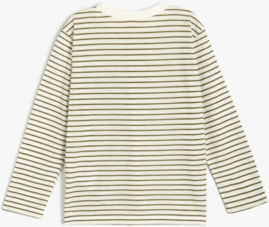 T-SHIRT LS Lange Mouwen T-shirt Streep Ronde Hals Ecru