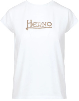 T-shirt met bedrukt logo Herno , White , Dames